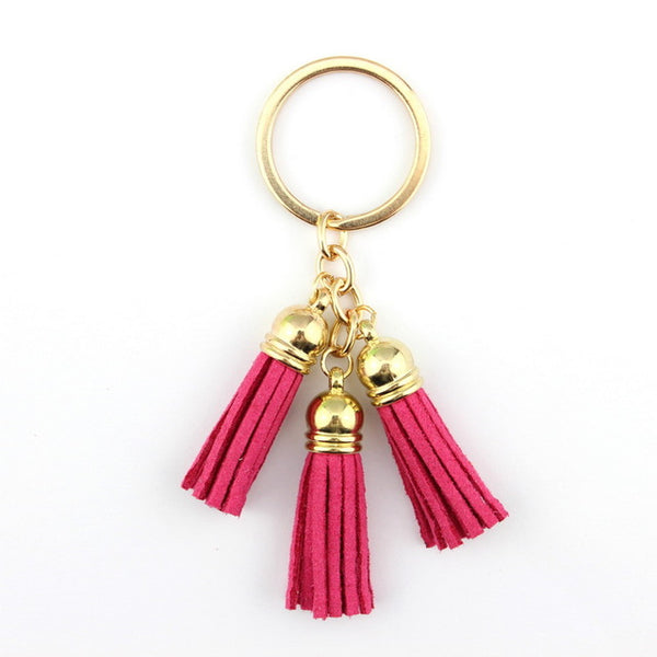 2016 New Fashion Women Casual Triple Leather Tassels Women Keychain Bag Pendant Alloy Car Key Chain Ring Holder Trendy Jewelry