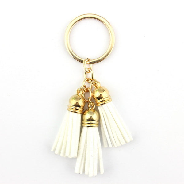 2016 New Fashion Women Casual Triple Leather Tassels Women Keychain Bag Pendant Alloy Car Key Chain Ring Holder Trendy Jewelry