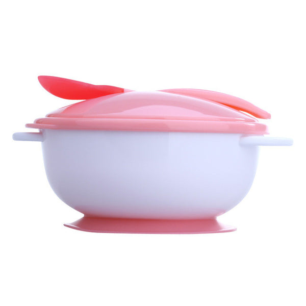 Kids Baby Infants Feeding Bowl with Sucker and Temperature Sensing Training Spoon Suction Cup Bowl Slip-resistant Tableware Set