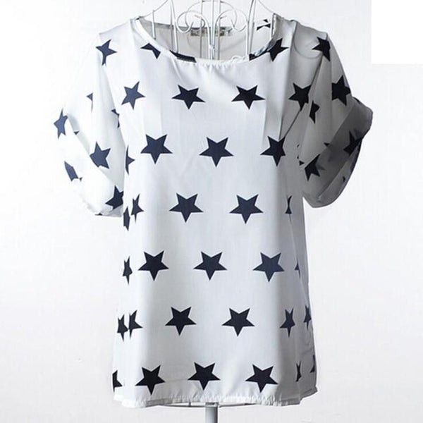 2015 new Large size women printing blouse bird bat shirt short-sleeved chiffon blusas femininas roupas summer style