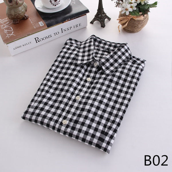 2017 Fashion Women Plaid Shirt Flannel Shirt 5XL Long Sleeve Women Blouse Shirt Cotton Blusas Tops Blouse Plus Size Office Shirt