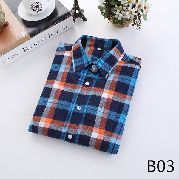 2017 Fashion Women Plaid Shirt Flannel Shirt 5XL Long Sleeve Women Blouse Shirt Cotton Blusas Tops Blouse Plus Size Office Shirt