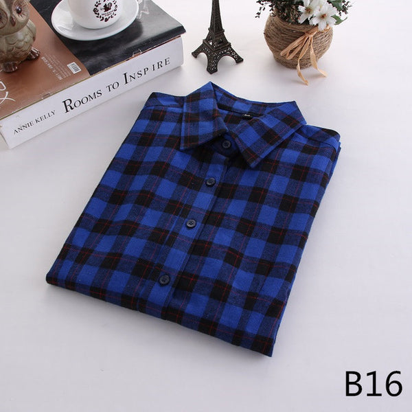 2017 Fashion Women Plaid Shirt Flannel Shirt 5XL Long Sleeve Women Blouse Shirt Cotton Blusas Tops Blouse Plus Size Office Shirt