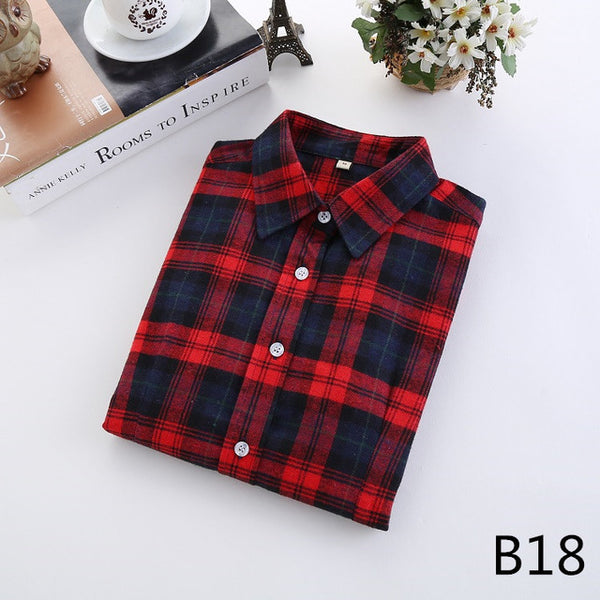 2017 Fashion Women Plaid Shirt Flannel Shirt 5XL Long Sleeve Women Blouse Shirt Cotton Blusas Tops Blouse Plus Size Office Shirt