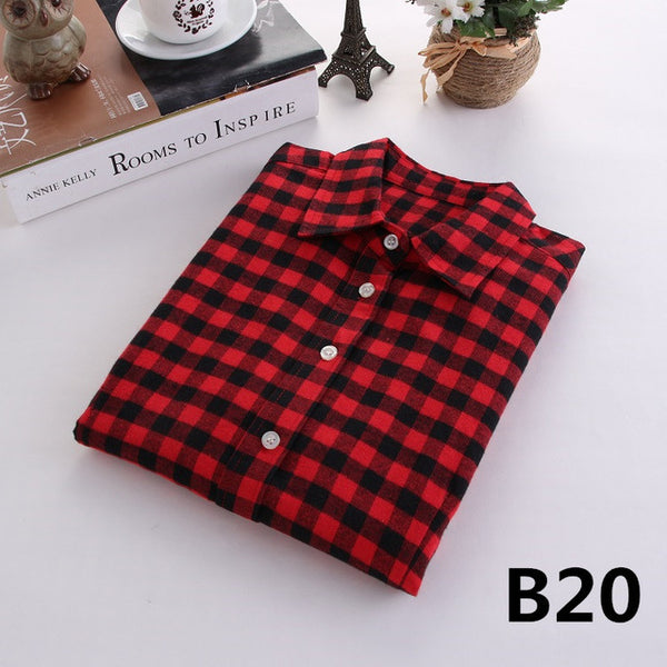 2017 Fashion Women Plaid Shirt Flannel Shirt 5XL Long Sleeve Women Blouse Shirt Cotton Blusas Tops Blouse Plus Size Office Shirt