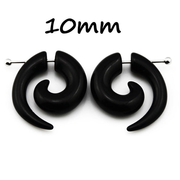 BOG-Pair Black Acrylic Fake Cheater Twist Spiral Ear Taper Gauges Expanders Earring Tunnel Plugs Piercing Body Jewelry