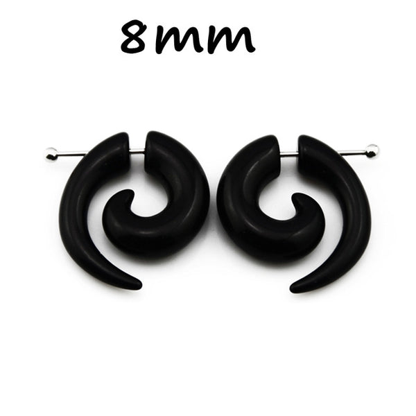 BOG-Pair Black Acrylic Fake Cheater Twist Spiral Ear Taper Gauges Expanders Earring Tunnel Plugs Piercing Body Jewelry