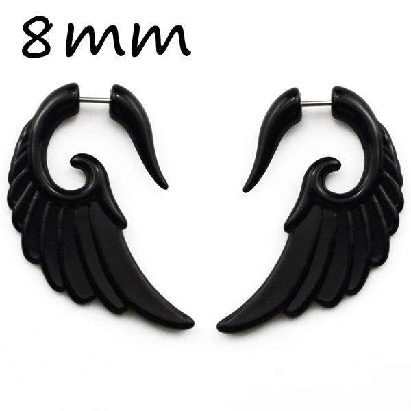 BOG-Pair Black Acrylic Fake Cheater Twist Spiral Ear Taper Gauges Expanders Earring Tunnel Plugs Piercing Body Jewelry