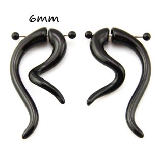 BOG-Pair Black Acrylic Fake Cheater Twist Spiral Ear Taper Gauges Expanders Earring Tunnel Plugs Piercing Body Jewelry