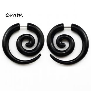 BOG-Pair Black Acrylic Fake Cheater Twist Spiral Ear Taper Gauges Expanders Earring Tunnel Plugs Piercing Body Jewelry