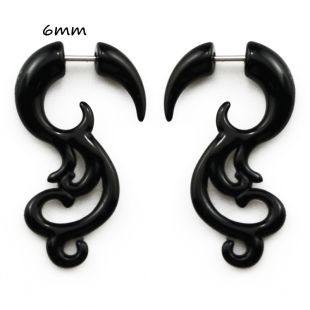 BOG-Pair Black Acrylic Fake Cheater Twist Spiral Ear Taper Gauges Expanders Earring Tunnel Plugs Piercing Body Jewelry
