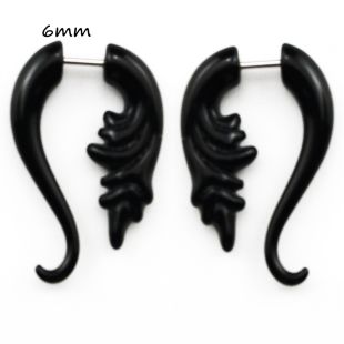 BOG-Pair Black Acrylic Fake Cheater Twist Spiral Ear Taper Gauges Expanders Earring Tunnel Plugs Piercing Body Jewelry