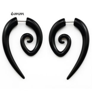 BOG-Pair Black Acrylic Fake Cheater Twist Spiral Ear Taper Gauges Expanders Earring Tunnel Plugs Piercing Body Jewelry