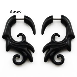 BOG-Pair Black Acrylic Fake Cheater Twist Spiral Ear Taper Gauges Expanders Earring Tunnel Plugs Piercing Body Jewelry