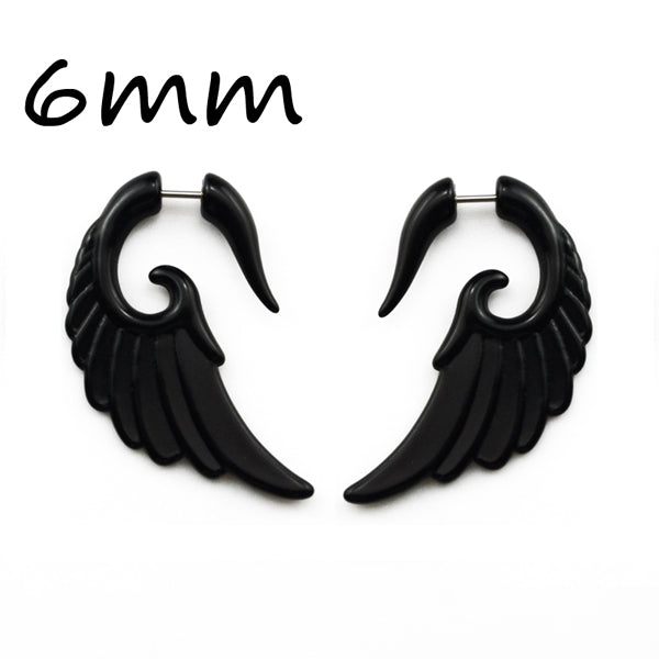 BOG-Pair Black Acrylic Fake Cheater Twist Spiral Ear Taper Gauges Expanders Earring Tunnel Plugs Piercing Body Jewelry