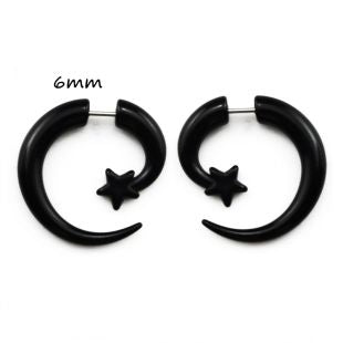 BOG-Pair Black Acrylic Fake Cheater Twist Spiral Ear Taper Gauges Expanders Earring Tunnel Plugs Piercing Body Jewelry