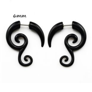 BOG-Pair Black Acrylic Fake Cheater Twist Spiral Ear Taper Gauges Expanders Earring Tunnel Plugs Piercing Body Jewelry