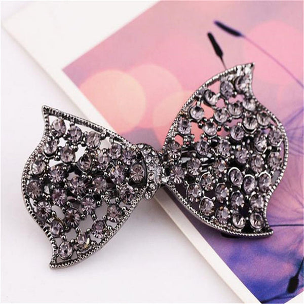 haimeikang New Hot Fashion Women Girl Cute Colorful Shinning Crystal Rhinestones Bows Hairpin Flower Hair Clip Jewelry Wholesale