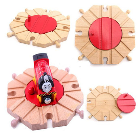 1pcs Miniature Wooden Train Switch Track Set Circular Turntable Educational Toys Boy Kids Toy Fit Thomas and Brio