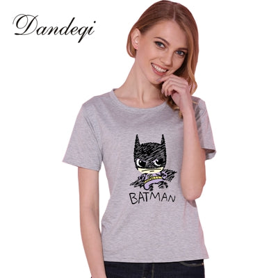 Dandeqi Blusa Sale Summer Style Women T-shirt Batman Printed Tees Quality Super Hero Basic Harajuku Cotton Bottoming Tops