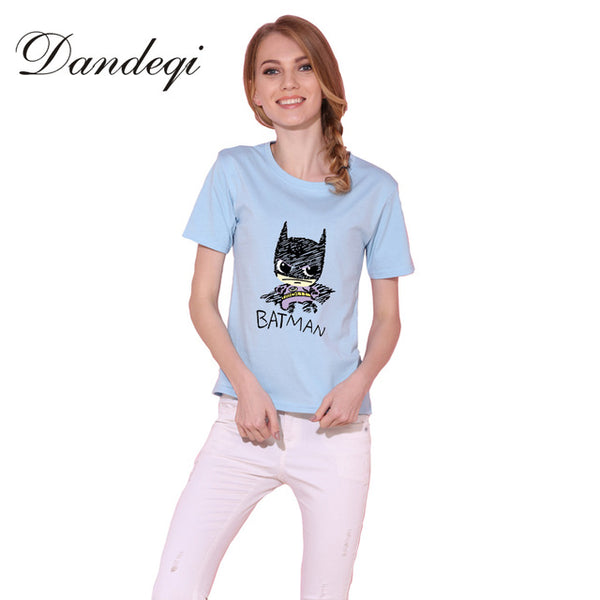 Dandeqi Blusa Sale Summer Style Women T-shirt Batman Printed Tees Quality Super Hero Basic Harajuku Cotton Bottoming Tops