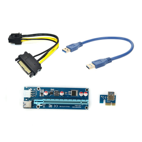 30cm PCIe PCI-E PCI Express Riser Card 1x to 16x with USB3.0 Cable SATA to 6Pin power cable riser for bitcoin mining Machine