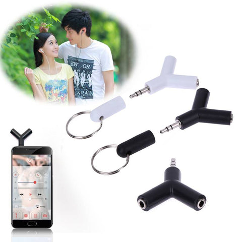 2pcs/Lot 1 In 2 Double 3.5mm Jack Adapter to Headphone for Samsumg for iPhone MP3 Player Earphone Splitter Adapter white/black