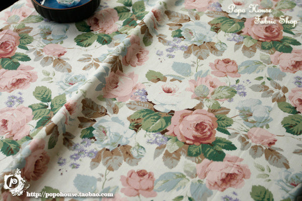 Free shipping 1pcs 160x50cm /7pcs 20x20cm pink Floral poetry volume twill cotton fabric, DIY bedding cloth decoration