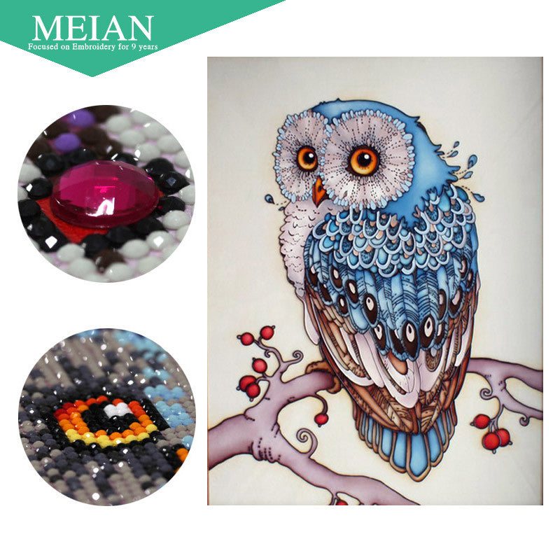 Meian,Full,Diamond Embroidery,Animal,Owl,5D,Diamond Painting,Cross Stitch,3D,Diamond Mosaic,Needlework,Crafts,Christmas,Gift