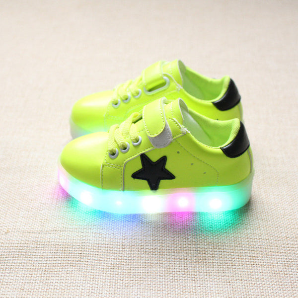 2017 new hot all seasons unisex fashion pentacle Colorful LED LED flash children kids casual shoes kids sneakers lights shoes fo