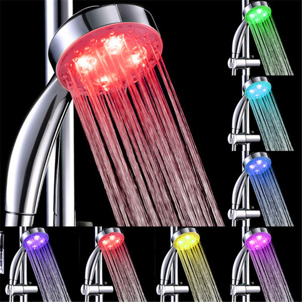 LED Shower head Hand Held square Automatic color changing Shower Water Saving temperature Bathroom Accessories