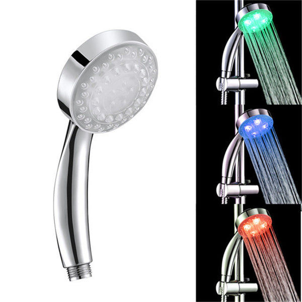 LED Shower head Hand Held square Automatic color changing Shower Water Saving temperature Bathroom Accessories