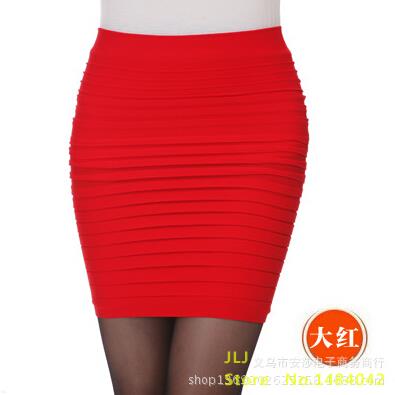 The Most Cheap New Color Fashion 2017 Summer Ladies Skirt High Waist Candy Color Plus Large Elastic Pleated Skirt A-Line BK001