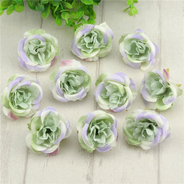 10pcs/lot Mini Artificial Flowers Silk Roses Heads For Wedding Decoration Party Fake Scrapbooking Floral Wreath Home Accessories
