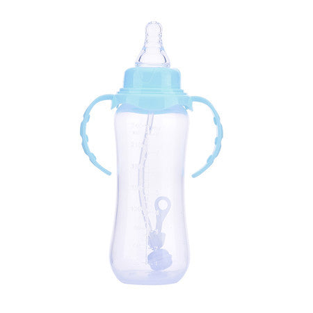 240ml Cute Baby bottle Infant Newborn Children Learn Feeding Drinking Handle Bottle Kids Straw Juice Water Bottles Training Cup
