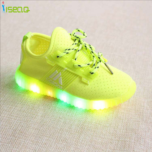Hot sale Children Girls LED Luminous Sneakers Kids Sports Shoes Girl PU Casual Boots for Spring Autumn Rubber Button EUR 21-36