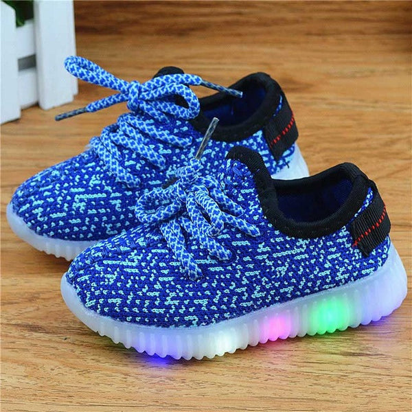 Hot sale Children Girls LED Luminous Sneakers Kids Sports Shoes Girl PU Casual Boots for Spring Autumn Rubber Button EUR 21-36
