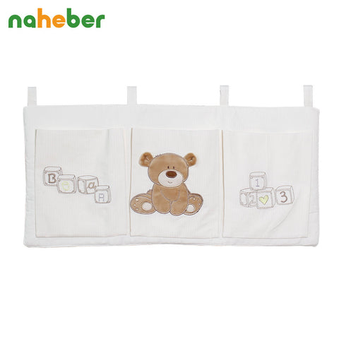 Naheber Baby Bed Hanging Storage Bag Cotton Newborn Crib Organizer Toy Diaper Pocket Bedding Set Accessories 9 Colors