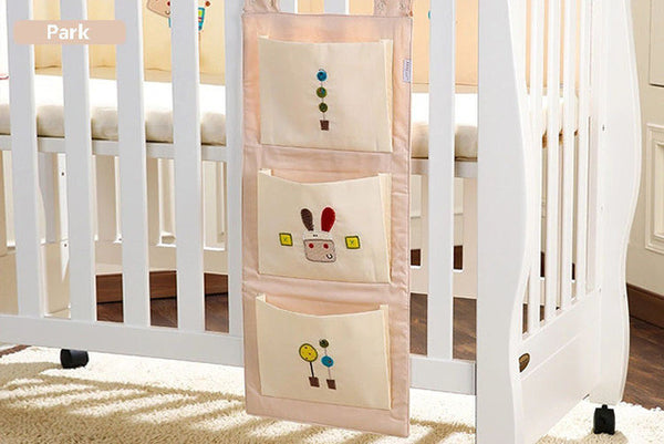 Naheber Baby Bed Hanging Storage Bag Cotton Newborn Crib Organizer Toy Diaper Pocket Bedding Set Accessories 9 Colors