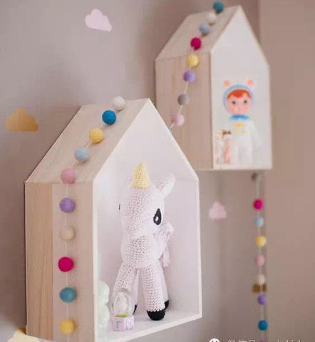 2 Pcs/Set Fashion Wood Dollhouses Kids Baby Girls Room Wall Decoration Doll Houses Toys White Pink Color