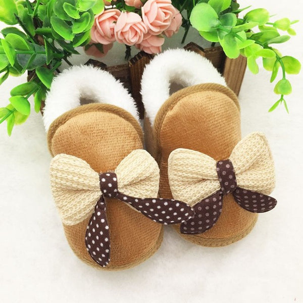 Newborn Infant Bebe Toddler Girls Warm  Bow Snow Shoes Baby Walker Crib Boots Baby Shoes