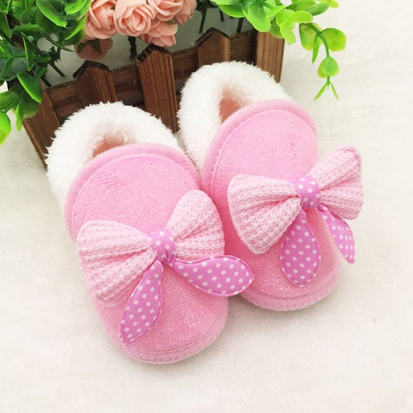 Newborn Infant Bebe Toddler Girls Warm  Bow Snow Shoes Baby Walker Crib Boots Baby Shoes