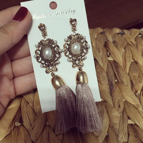 2016 New Hot Europe Ancient Style Fashion  Rhinestone Temperament Tassel Dangle Earrings Long Earrings Ethnic For Women   ED169