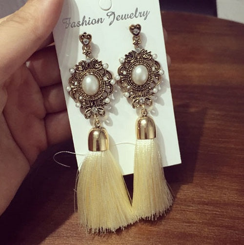 2016 New Hot Europe Ancient Style Fashion  Rhinestone Temperament Tassel Dangle Earrings Long Earrings Ethnic For Women   ED169