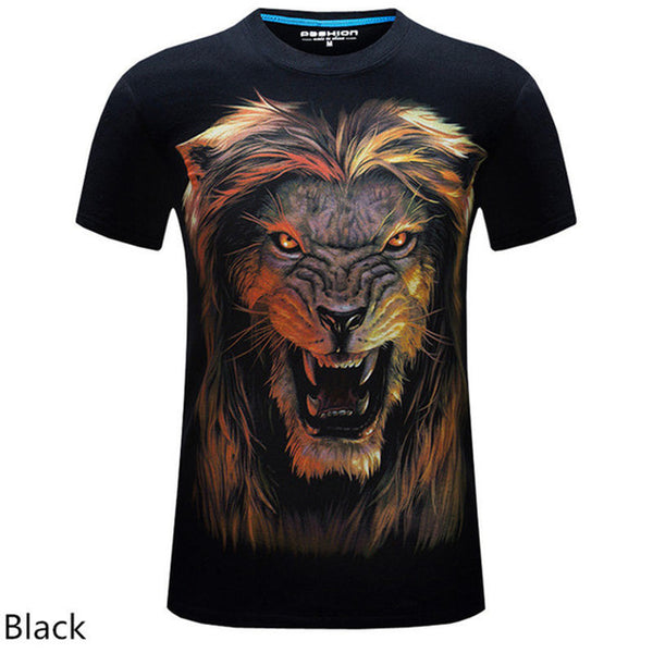 2016 summer Men's brand clothing O-Neck short sleeve animal T-shirt gas monkey/lion 3D Digital Printed T shirt Homme large size