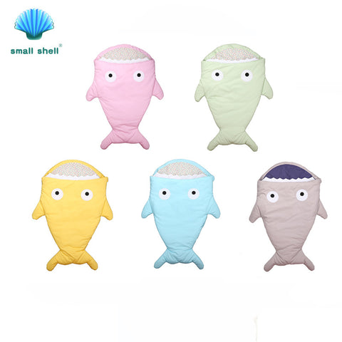 Small shell Cute shark baby cartoon sleeping bag newborns winter strollers bed swaddle blanket wrap bedding envelope baby S0004