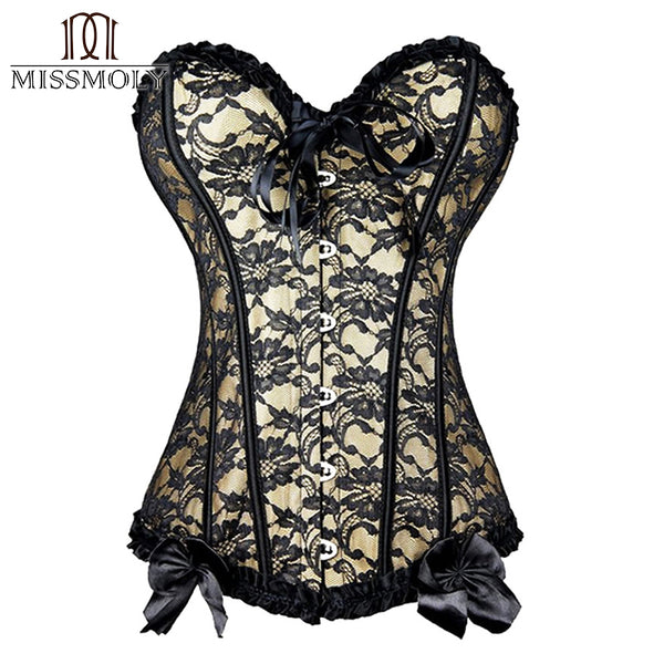 X Plus Size S-2XL/6XL Sexy Lace up Boned Overbust Corset Bustier Top Waist Cincher Shaper Corsetlet espartilho