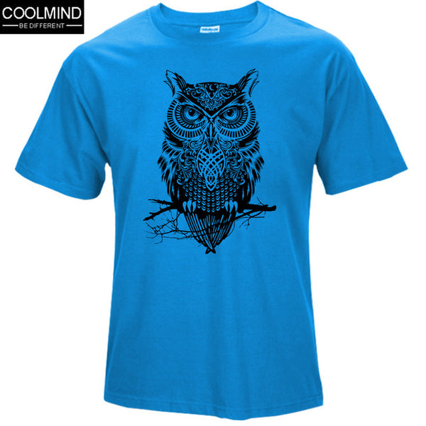 fashion short sleeve owl printed men tshirt cool funny men's tee shirts tops men T-shirt cotton casual mens t shirts T01