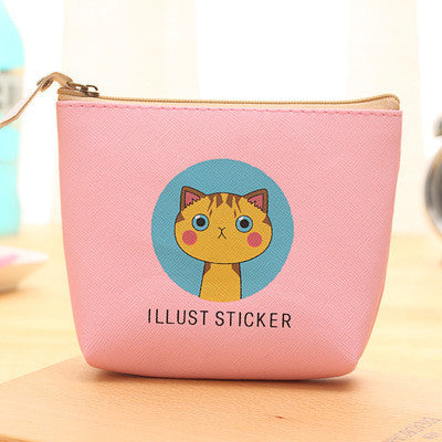 The New Cartoon Cat Waterproof PU Cute Wallet bag Pouch Kids Girl Women Mini Money Bag coin purse Zipper Change Purses Gift