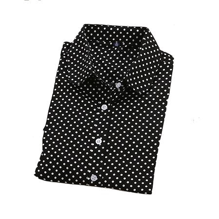 Dioufond 2017 Women Blouses Turn-Down Collar Women Tops Polka Dot Blouse Long Sleeve Shirt Women Camisas Femininas Blouses S-5XL